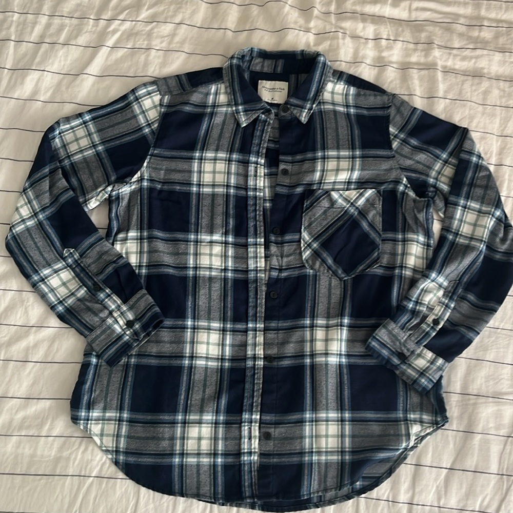 Abercrombie Blue Flannel Button Up Top